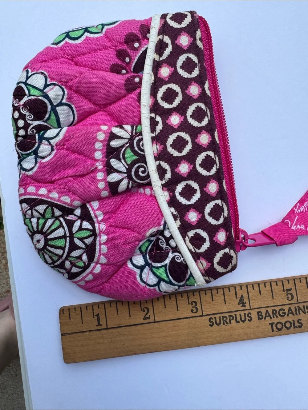 Vera Bradley Pink & Brown Quilted Coin Wristlet